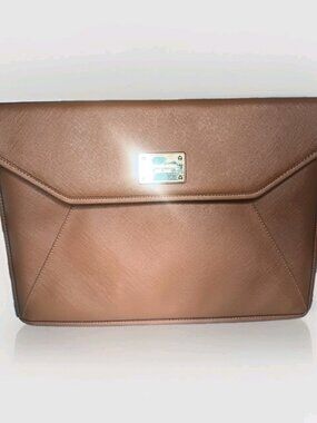 Michael Kors (MK) Brown/Tan Laptop Sleeve Case 13.5x9.5" 2 snaps, Beige